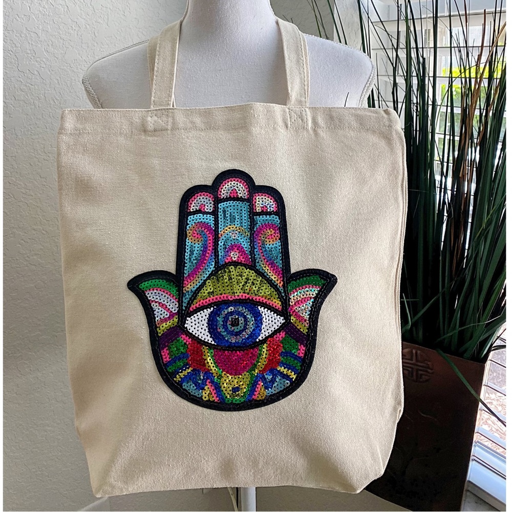 Hamsa Sparkle Tote Bag - Eco-Friendly